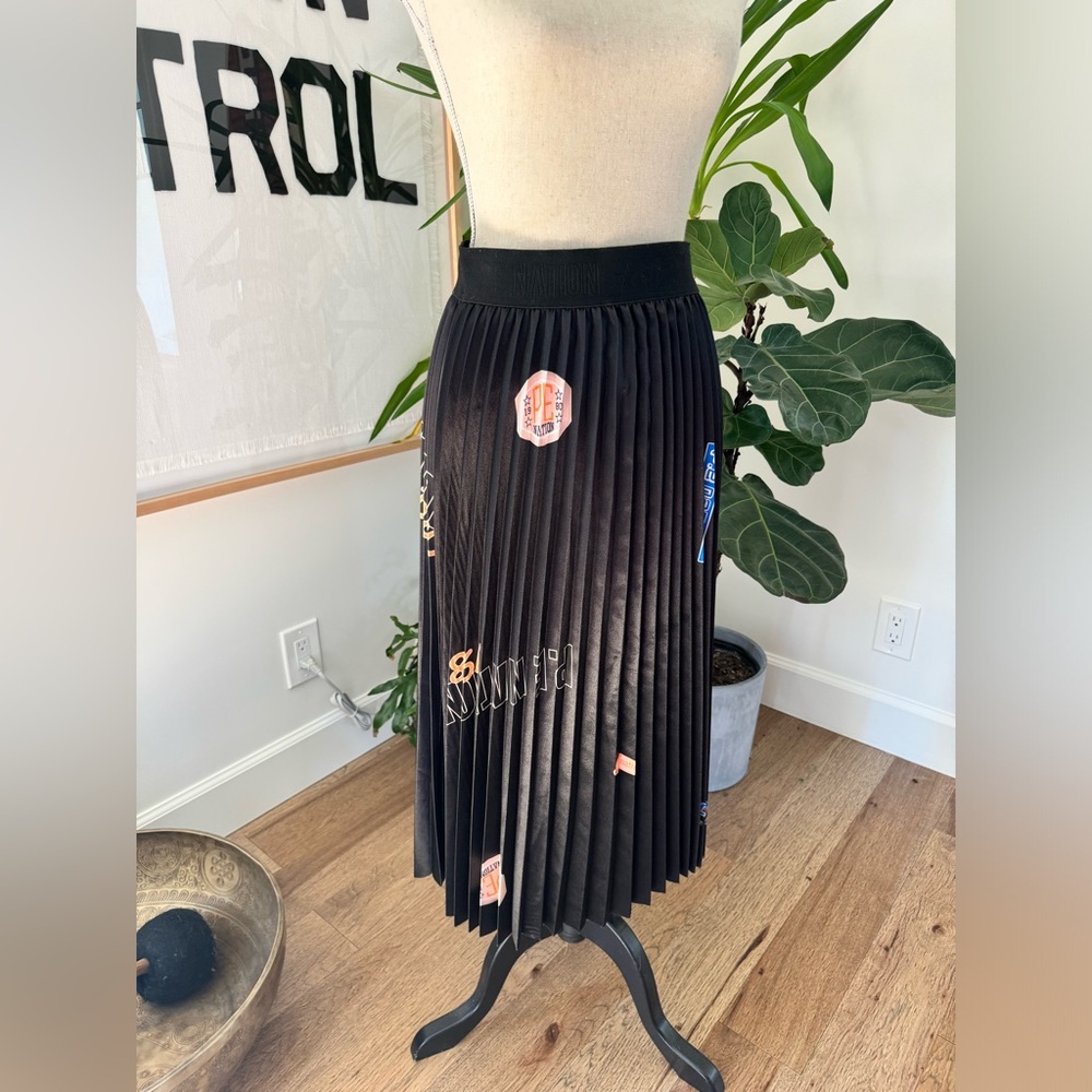 P.E Nation Lead Racer Printed Pleated Midi Skirt